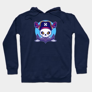 Pirate Skull With Anchor Cartoon Hoodie